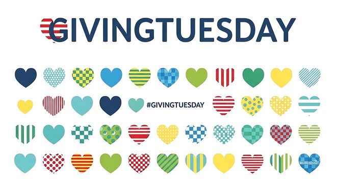 Giving tuesday hearts collection festive patterns charity fundraising event support cause generosity