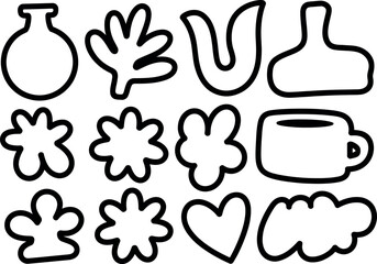 Whimsical Outlines Assortment of Hand Drawn Doodle Elements Pattern Design