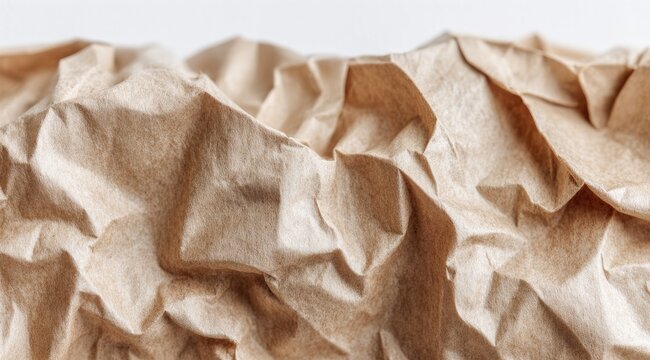 Close-up of crumpled brown craft paper