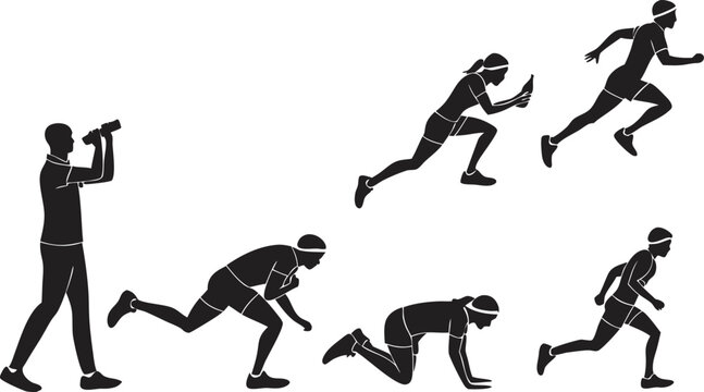 Dynamic silhouette of athlete training for obstacle course race, showing determination, agility, and peak physical fitness for sports and competition - Powered by Adobe