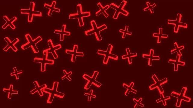 red x sign background pattern animation