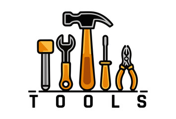 Tools Logo Icon Set Vector Illustration — Construction, Repair, and Maintenance Equipment Symbols for Workshop, Hardware, and Industrial Design.