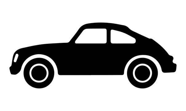 Car Silhouette vector Retro Compact &ndash; Simple Black Vehicle Vector for Automotive Logo, Vintage Design, and Transport Illustration Concepts