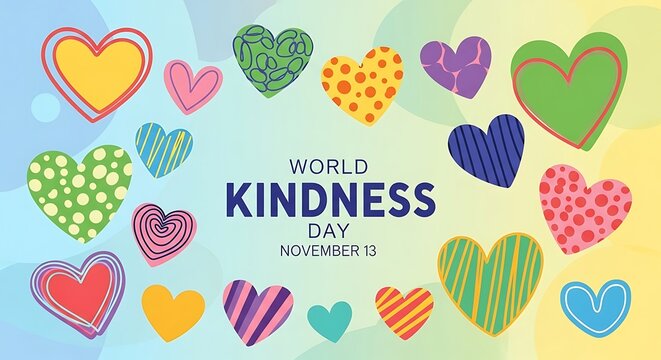 Spread kindness and love this World Kindness Day with this vibrant hearts design for November 13