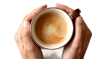 Hands holding a warm cup of coffee a moment of comfort and enjoyment.