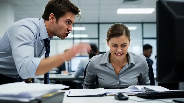 Workplace harassment prevention and office bullying. 4K Video