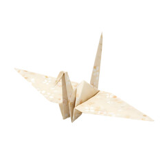 Origami paper crane isolated on transparent background.