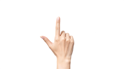 Woman's hand touches with index finger