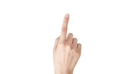 Woman's hand touches with index finger