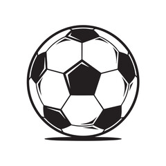 Fototapeta premium Black and white graphic illustration of a soccer ball with pentagon and hexagon panels football