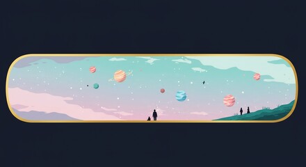 Surreal Sky Landscape with Floating Orbs and Silhouetted Figures.