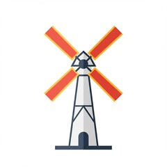 Traditional Dutch Windmill Illustration.