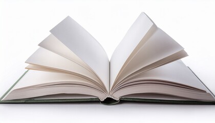 Fototapeta premium open blank book mockup with white paper pages isolated on white background flat lay cutout