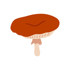 Fly agaric, red color shades. Simple vector autumn icon of mushroom on white background. Forest wild fungus, flat style illustration