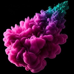 Vibrant Pink and Teal Ink Cloud Explosion in Water.