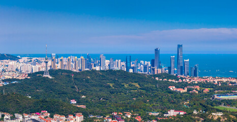 Aerial view of Qingdao Central Business District, China
