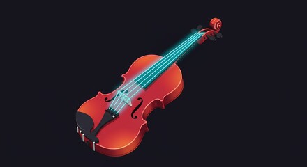Vibrant Violin with Glowing Blue Strings.