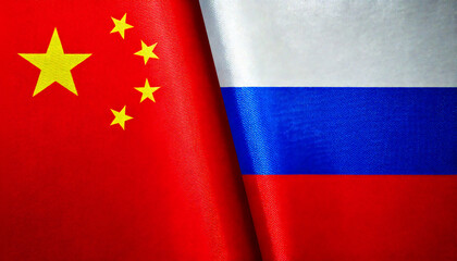 中国の国旗とロシアの国旗(China Flag & Russian Federatio flag.)
