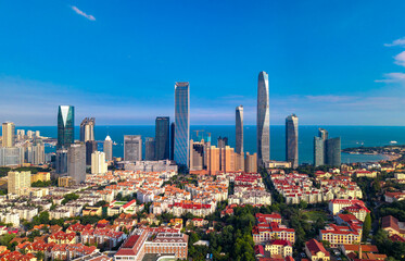 Aerial view of Qingdao Central Business District, China