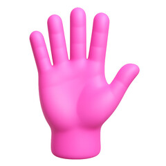 Fototapeta premium 3D rendered hand emoji, pink hand, rubber glove
