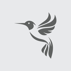 Fototapeta premium Hummingbird flying near flower vector illustration
