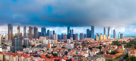 Aerial view of Qingdao Central Business District, China