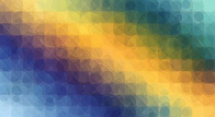 Abstract gradient background with blurred circles and squares in blue yellow and green colors
