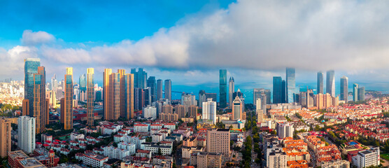 Aerial view of Qingdao Central Business District, China