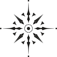 Ornate Radial Pattern With Central Circle and Spikes for Decorative Use , Vector Design Simple Icon
