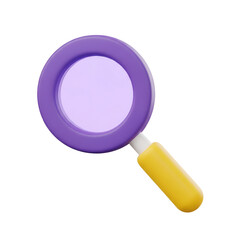 3d cartoon magnifying glass isolated on transparent background