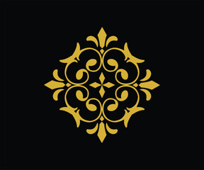 Elegant golden ornate flourish design on black background