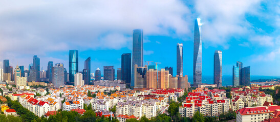 Aerial view of Qingdao Central Business District, China