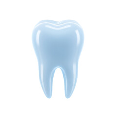 A shiny, light blue tooth isolated on a transparent background, representing dental health and hygiene