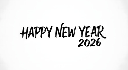 Happy new year 2026 simple text, Celebrate New Year 2026 with this modern festive graphic, perfect for invitations, banners and social media posts to welcome the upcoming year with joy. 