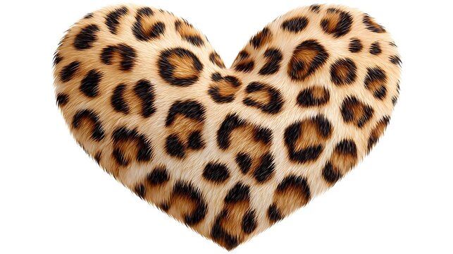 Detailed leopard fur texture on a heart shape representing love nature exoticism and strong emotions
