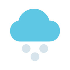 Cloud with raindrops, simple design, minimalistic style, blue and gray color scheme, weather icon
