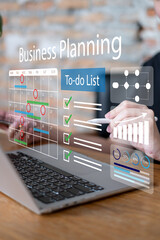 Professional entrepreneur business strategy planning for success data analysis checklist goal flowchart project workflow improve performance calendar schedule checklist office management appointment