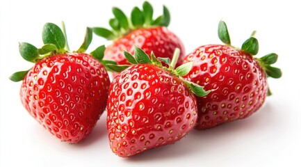 Fresh, vibrant strawberries on white