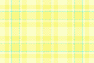Coat seamless tartan textile, decorative vector plaid background. Cozy check fabric texture pattern in yellow and lemon chiffon colors.