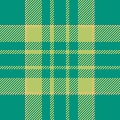 Tribal tartan plaid check, india texture background textile. Official pattern seamless vector fabric in teal and lime colors.