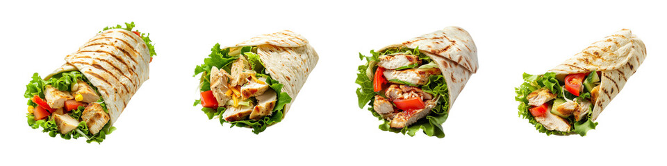 Delicious grilled chicken wraps with fresh lettuce ripe tomatoes