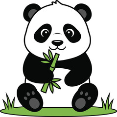 Cute Giant Panda — Endemic Wildlife of China - Flat Vector Illustration