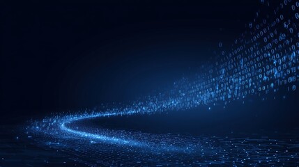 Data digital blue code path network future abstract technology transfer road on dark background with space for text.
