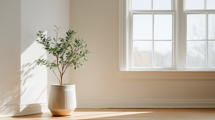 光と影が描く静寂 ― ミニマルな空間に佇むグリーンの存在感