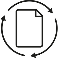 Black Document Icon With Circular Arrows Graphic Symbolizing Refresh Update Cycle Or Process Flow On Transparent Background Simple Outline Design