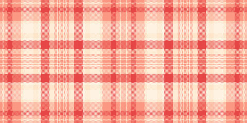 Dress background seamless vector, minimalist pattern plaid check. Size tartan textile texture fabric in red and light colors.