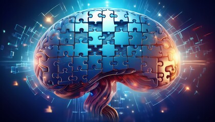 futuristic image of brains and the jigsaw puzzles