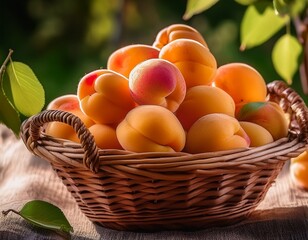 a basket full of ripe apricots