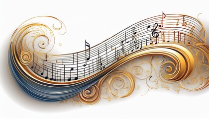 notes on the swirl music decoration isolated on the white background