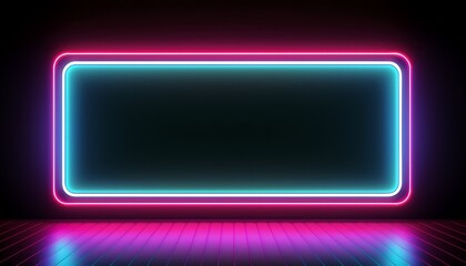 neon screen lights banner glowing on black background